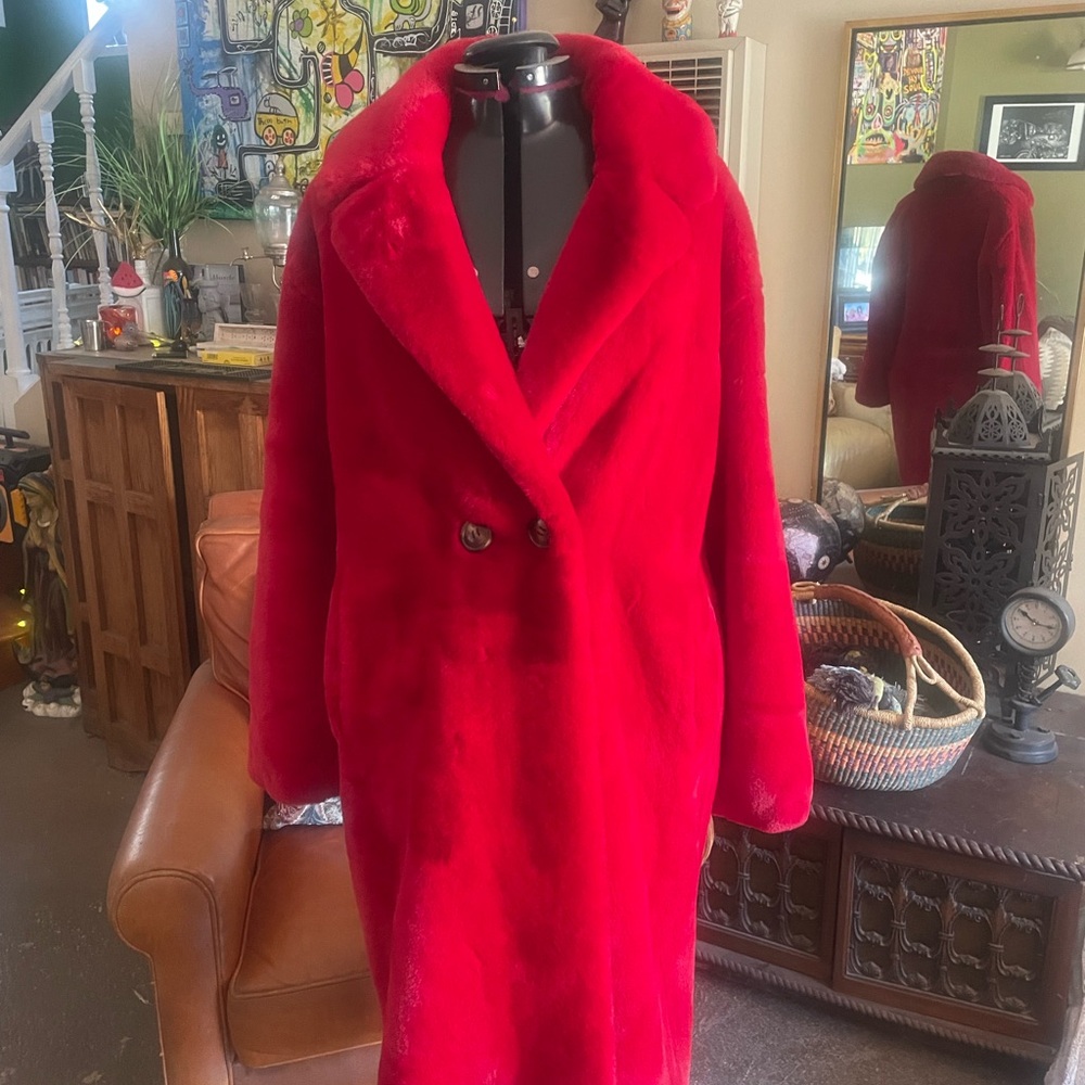 Fluffy red coat